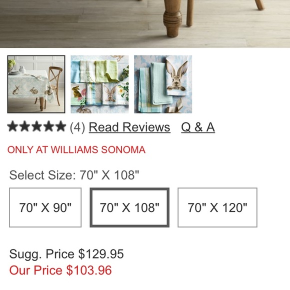 Williams Sonoma Damask Bunny Tablecloth 🐰❤️ - Picture 4 of 5